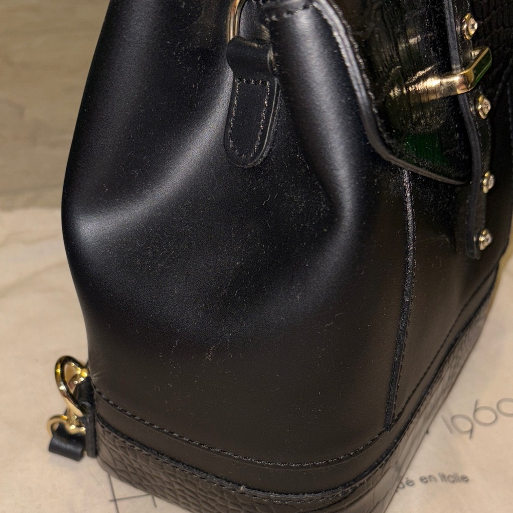 House of Harlow 1960 Black Croc-Embossed Backpack - Picture 5 of 10